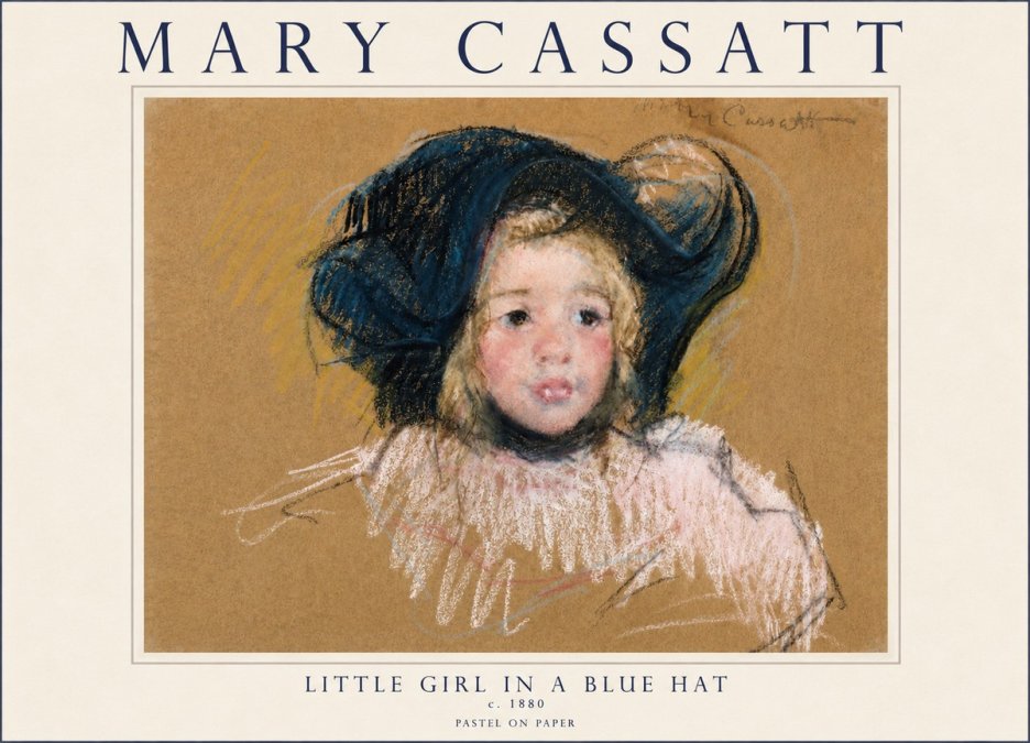 Mary Cassatt Little Girl in a Blue Hat No4 - Poszter