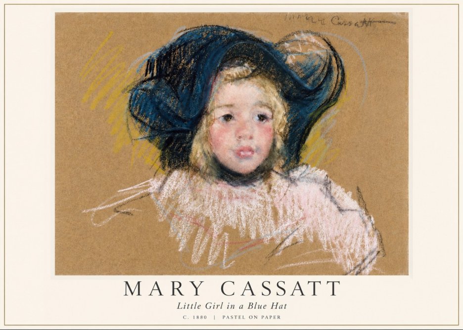 Mary Cassatt Little Girl in a Blue Hat No6 - Poszter