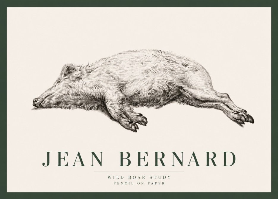 Jean Bernard Wild Boar Study No2 - Poszter