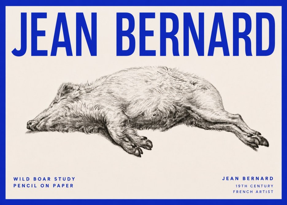 Jean Bernard Wild Boar Study No4 - Poszter