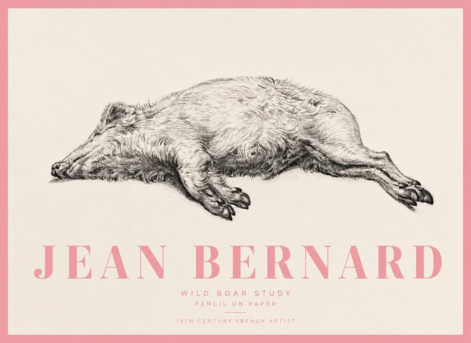 Jean Bernard Wild Boar Study No5 - Poszter
