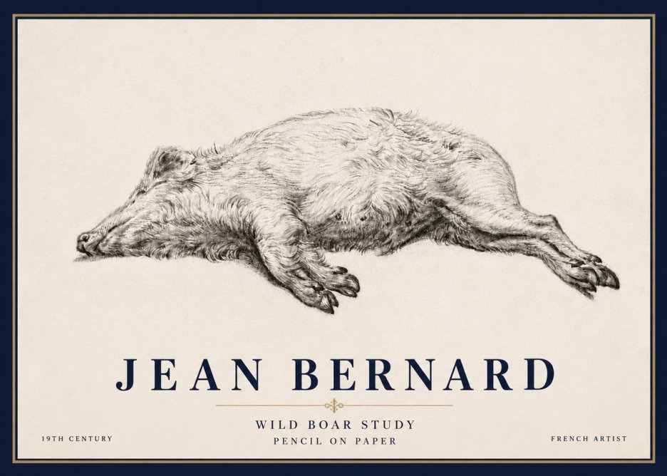 Jean Bernard Wild Boar Study No6 - Poszter