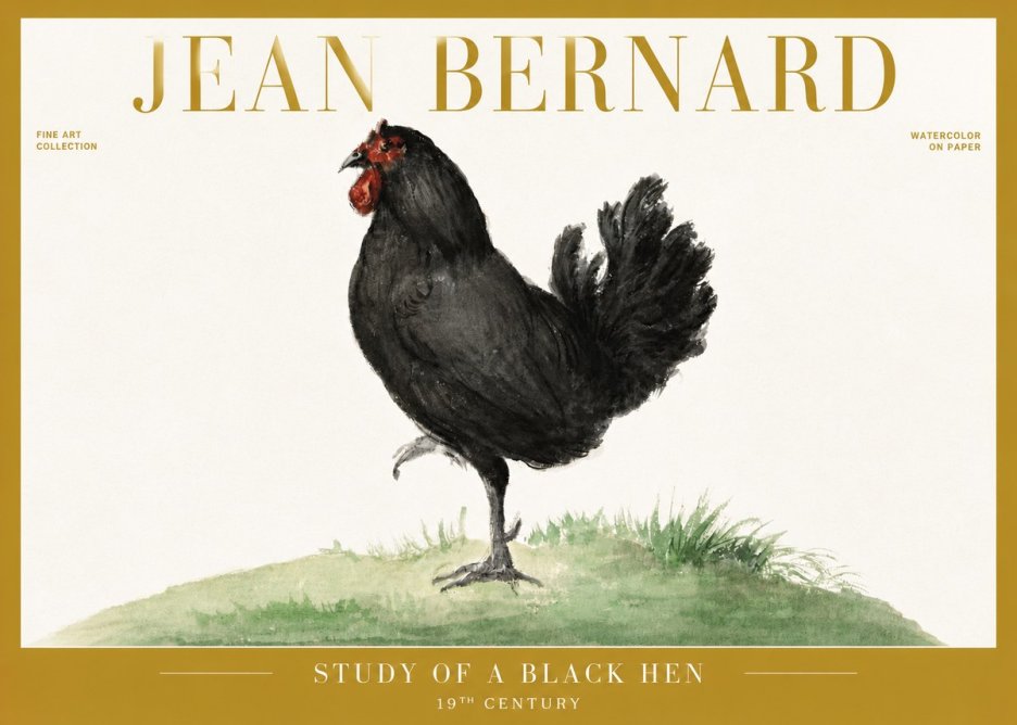Jean Bernard Study of a Black Hen No6 - Poszter