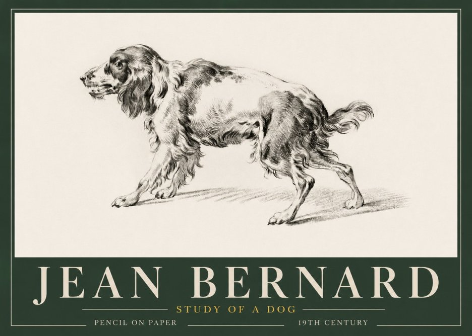 Jean Bernard Study of a Dog V No3 - Poszter