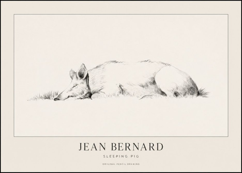 Jean Bernard Sleeping Pig II No1 - Poszter