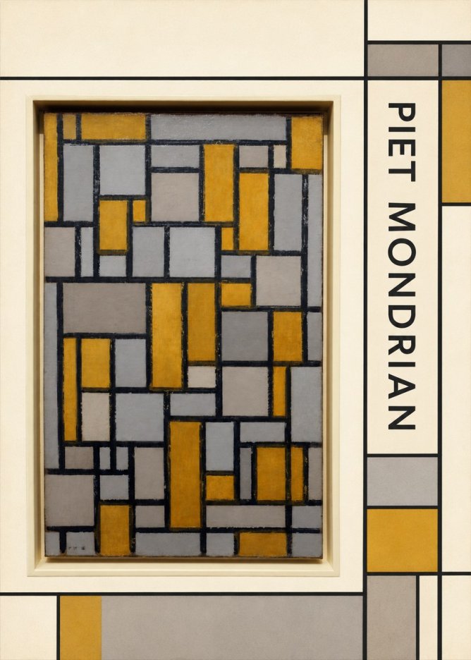 Piet Mondrian Composition in Grey and Yellow No2 - Poszter