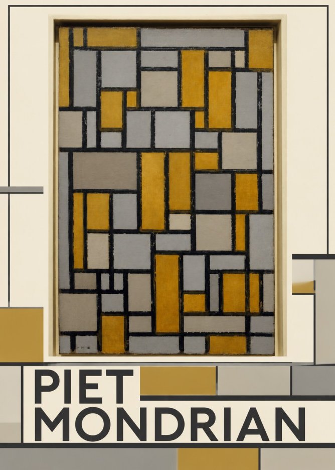 Piet Mondrian Composition in Grey and Yellow No3 - Poszter