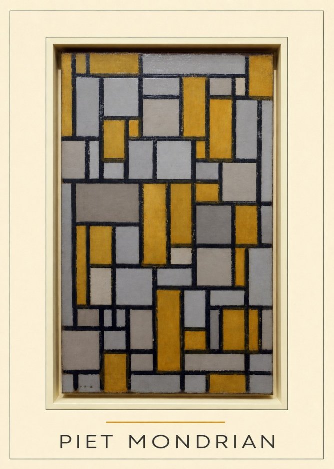 Piet Mondrian Composition in Grey and Yellow No4 - Poszter