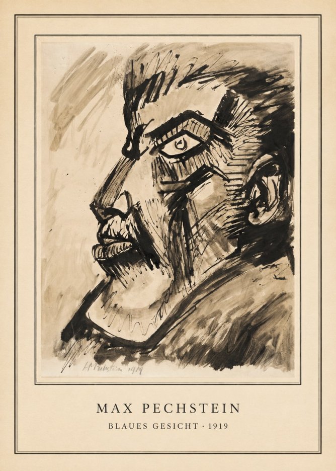 Max Pechstein Blaues Gesicht No5 - Poszter