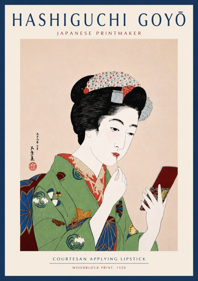 Hashiguchi Goyō Courtesan Applying Lipstick No6 - Poszter