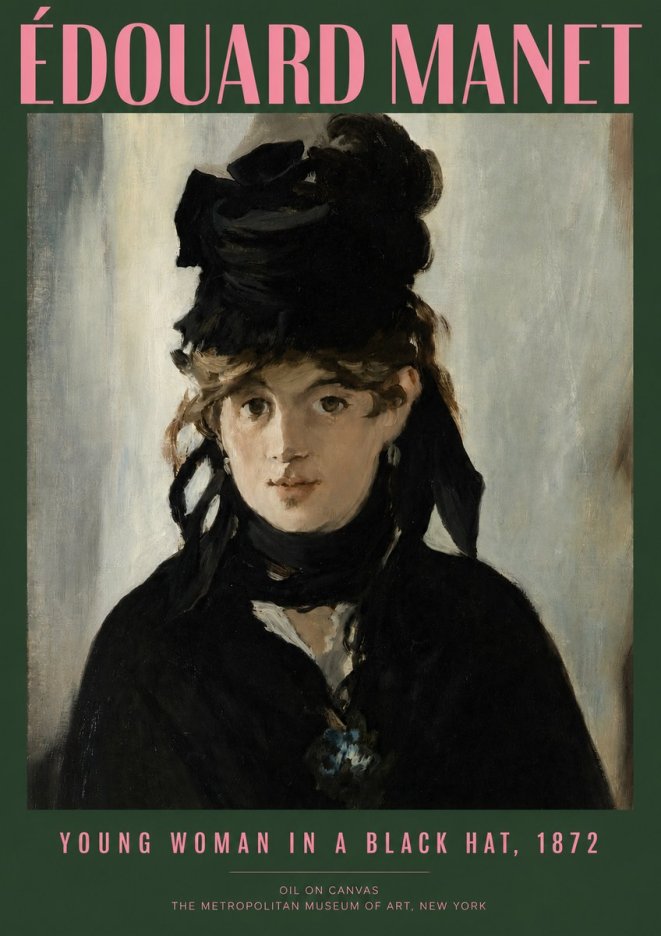 Édouard Manet Young Woman in a Black Hat, 1872 No2 - Poszter