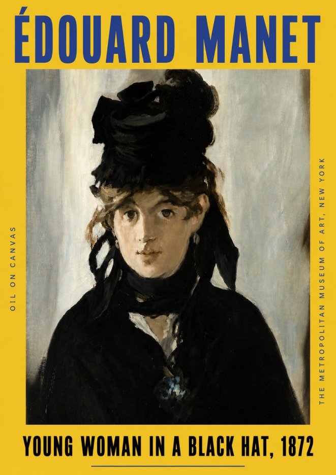 Édouard Manet Young Woman in a Black Hat, 1872 No4 - Poszter