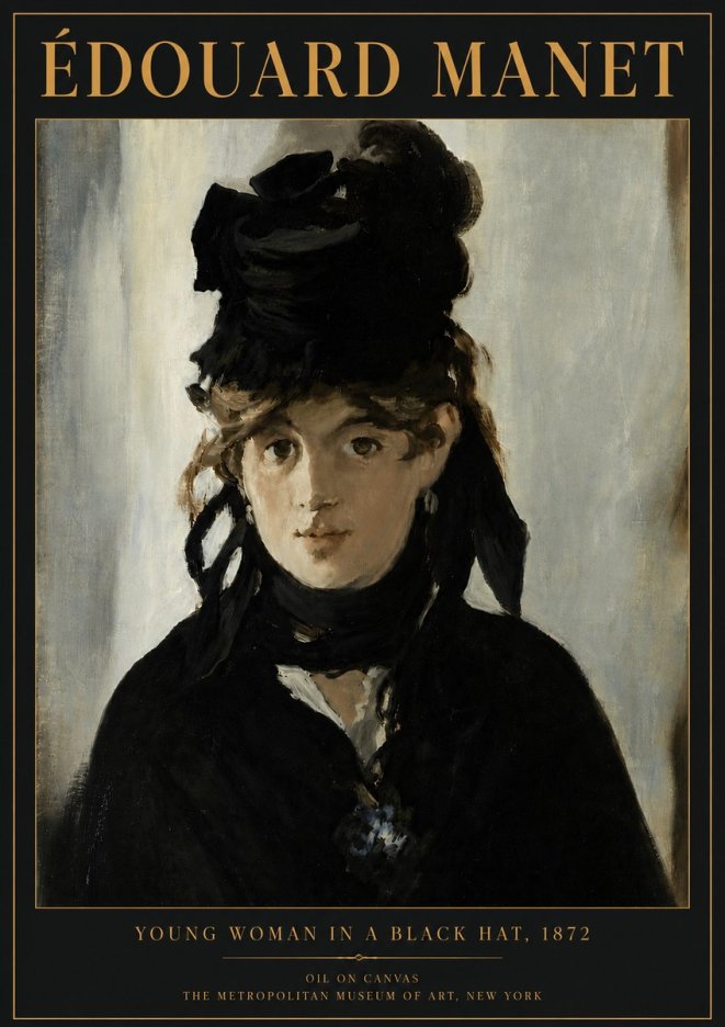 Édouard Manet Young Woman in a Black Hat, 1872 No5 - Poszter