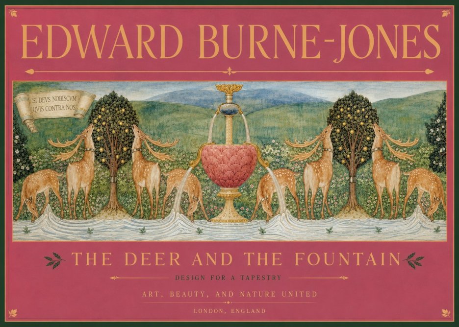 Edward Burne-Jones The Deer and the Fountain No2 - Poszter