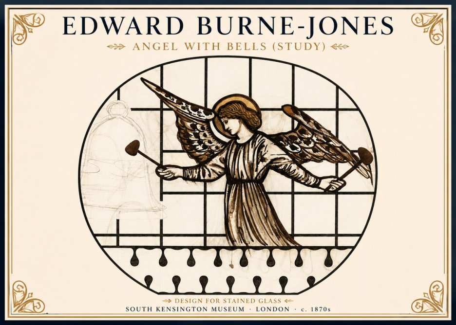 Edward Burne-Jones Angel with Bells (Study) No1 - Poszter