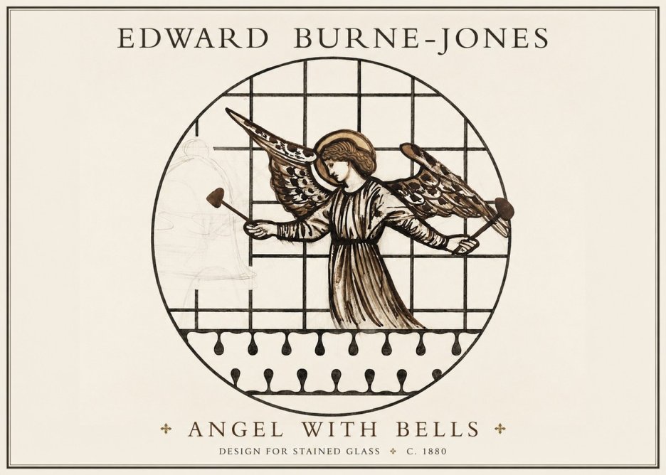 Edward Burne-Jones Angel with Bells (Study) No2 - Poszter