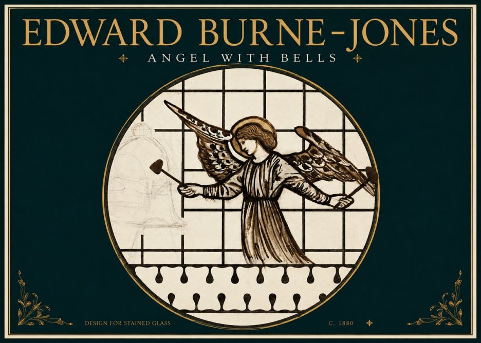 Edward Burne-Jones Angel with Bells (Study) No3 - Poszter