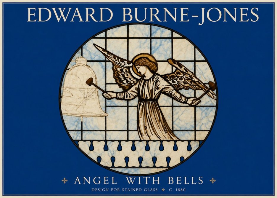 Edward Burne-Jones Angel with Bells (Study) No4 - Poszter