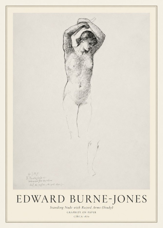 Edward Burne-Jones Standing Nude with Raised Arms (Study) No1 - Poszter