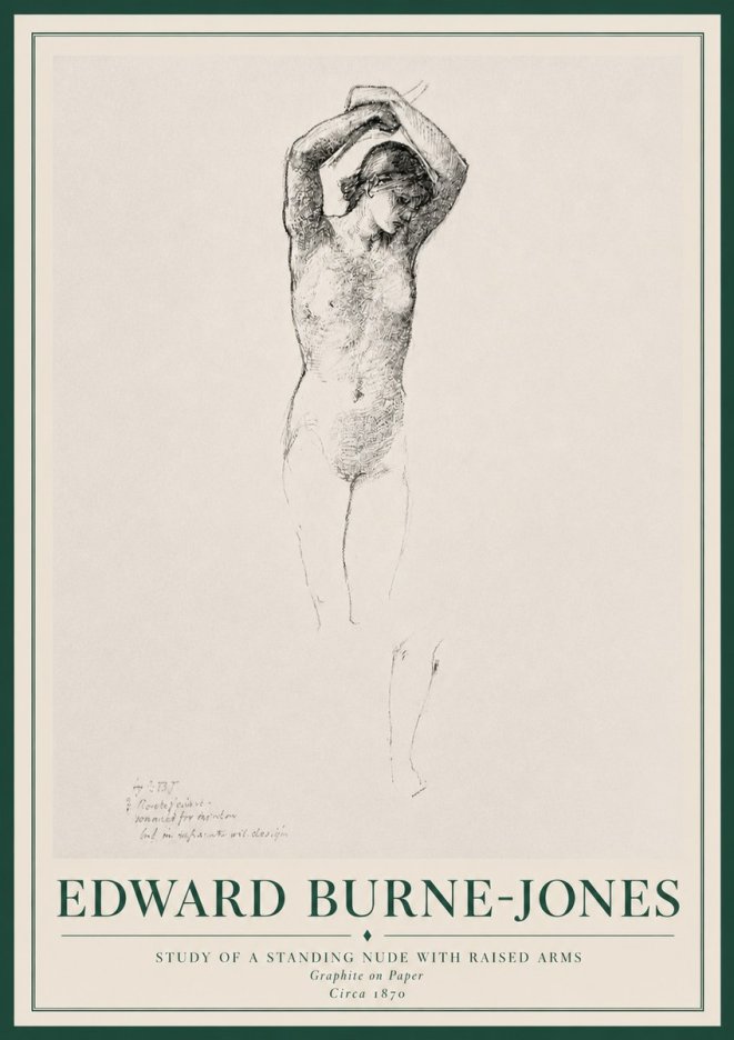 Edward Burne-Jones Standing Nude with Raised Arms (Study) No3 - Poszter