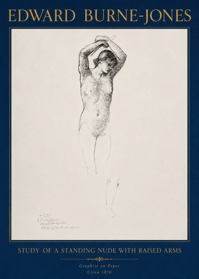Edward Burne-Jones Standing Nude with Raised Arms (Study) No4 - Poszter