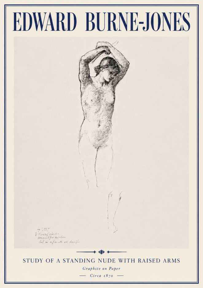 Edward Burne-Jones Standing Nude with Raised Arms (Study) No6 - Poszter