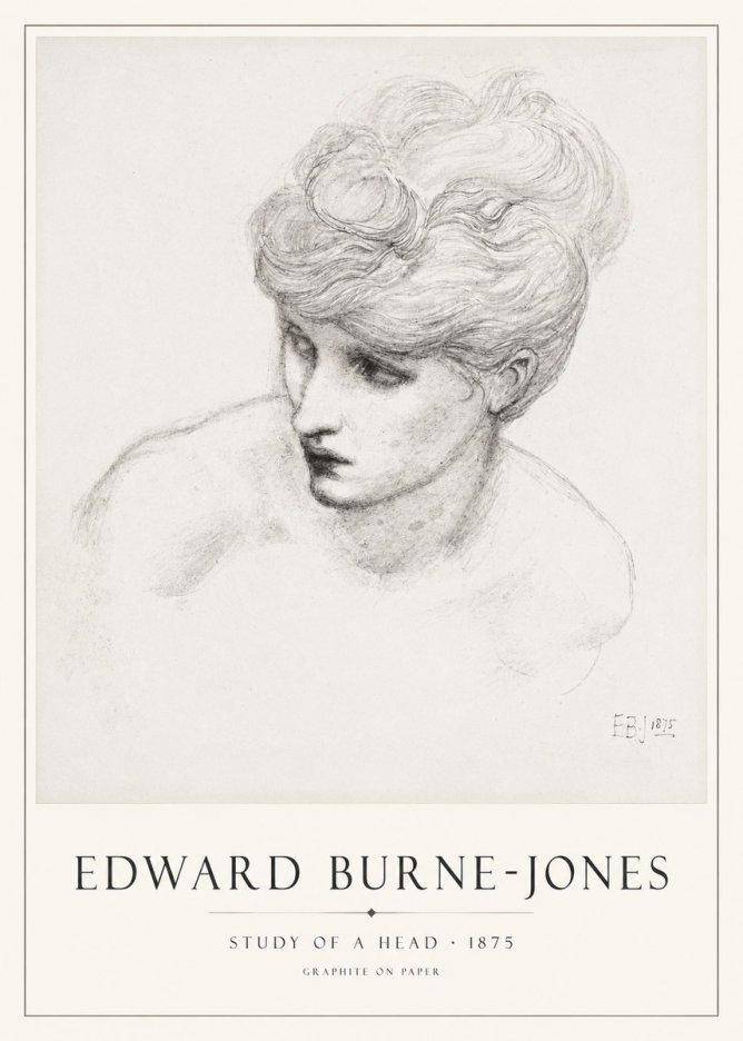 Edward Burne-Jones Study of a Head No1 - Poszter