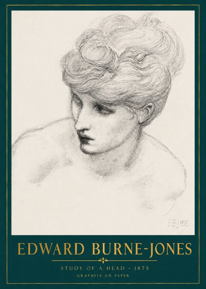 Edward Burne-Jones Study of a Head No2 - Poszter