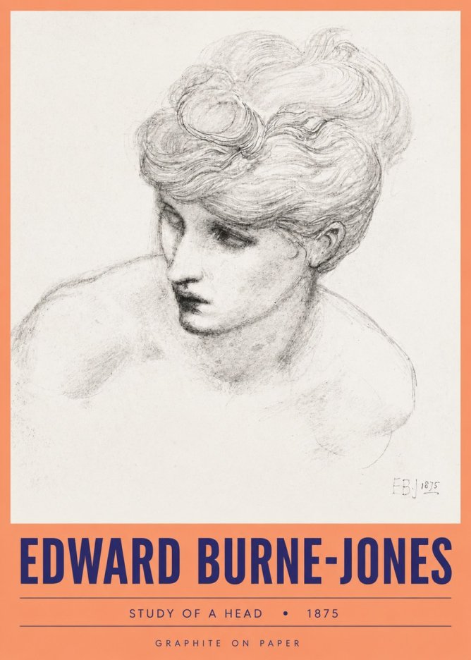 Edward Burne-Jones Study of a Head No3 - Poszter