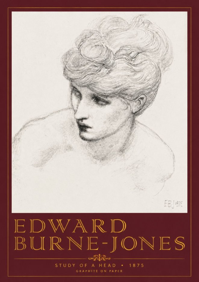 Edward Burne-Jones Study of a Head No4 - Poszter
