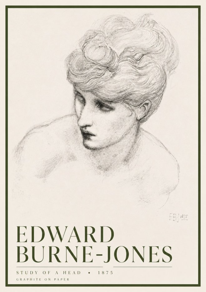 Edward Burne-Jones Study of a Head No6 - Poszter