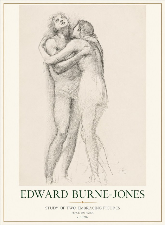Edward Burne-Jones Study of Two Embracing Figures No1 - Poszter