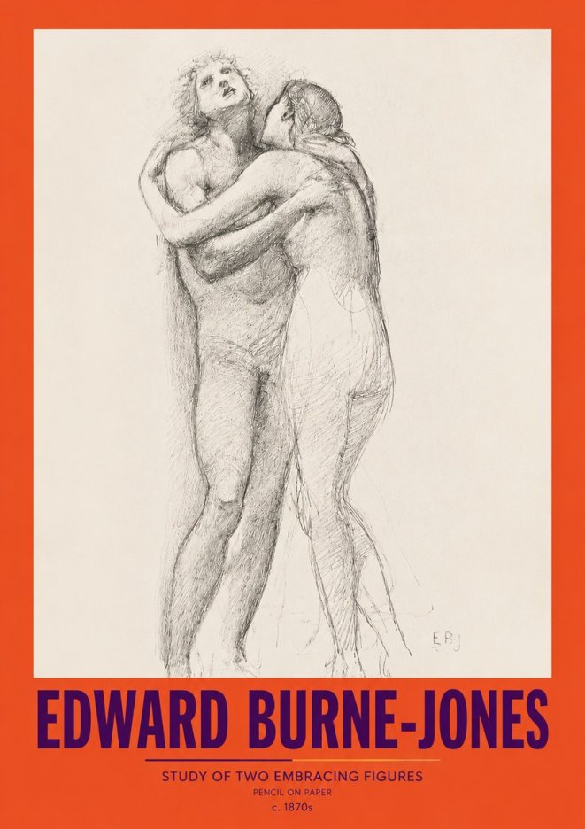 Edward Burne-Jones Study of Two Embracing Figures No2 - Poszter
