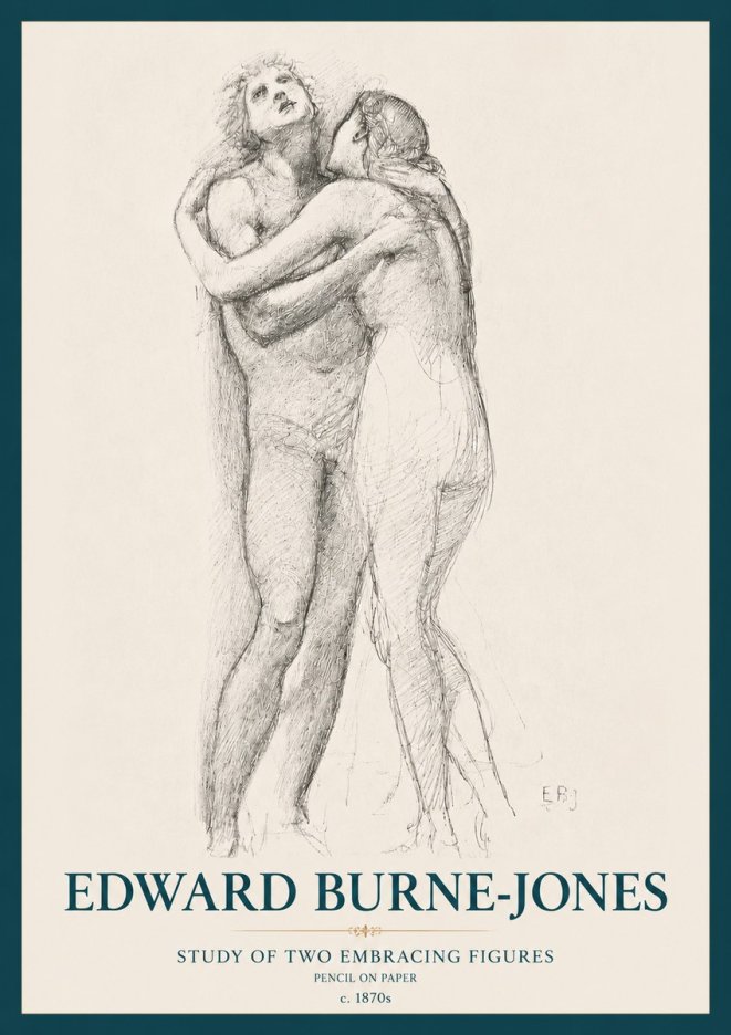 Edward Burne-Jones Study of Two Embracing Figures No3 - Poszter