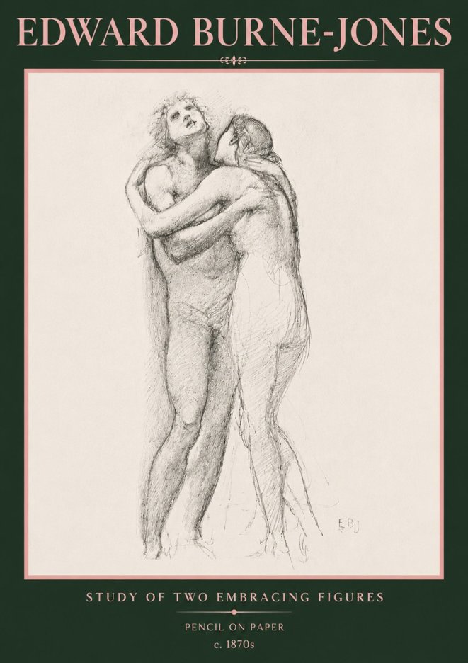Edward Burne-Jones Study of Two Embracing Figures No5 - Poszter