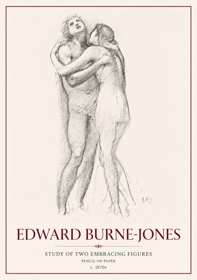 Edward Burne-Jones Study of Two Embracing Figures No6 - Poszter