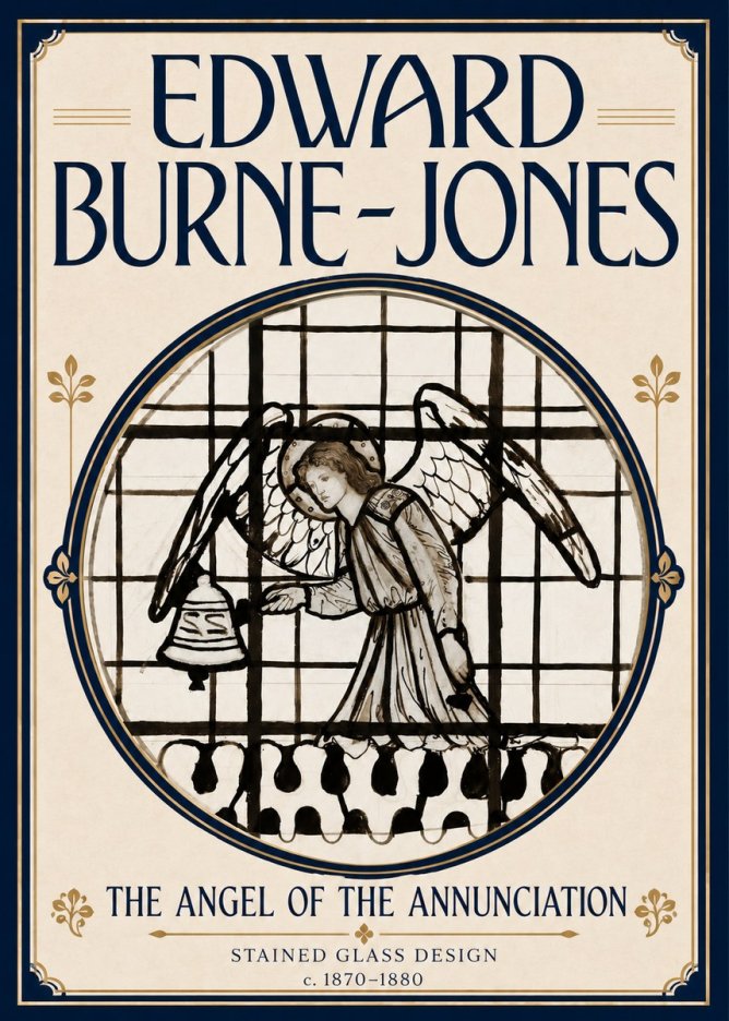 Edward Burne-Jones The Angel of the Annunciation (Stained Glass Design) No5 - Poszter