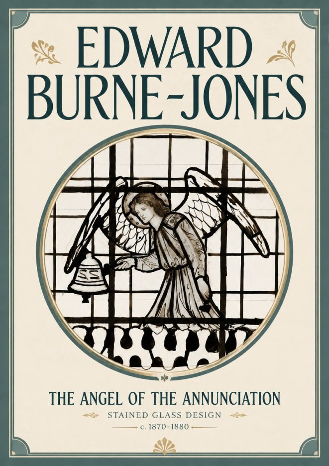 Edward Burne-Jones The Angel of the Annunciation (Stained Glass Design) No6 - Poszter