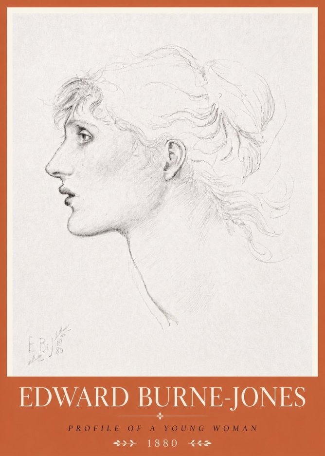 Edward Burne-Jones Profile of a Young Woman No6 - Poszter