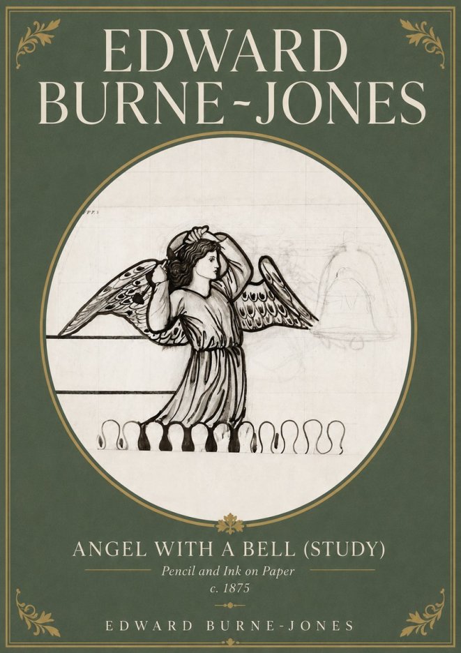 Edward Burne-Jones Angel with a Bell (Study) No4 - Poszter