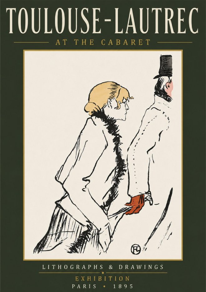 Toulouse-Lautrec At the Cabaret No6 - Poszter