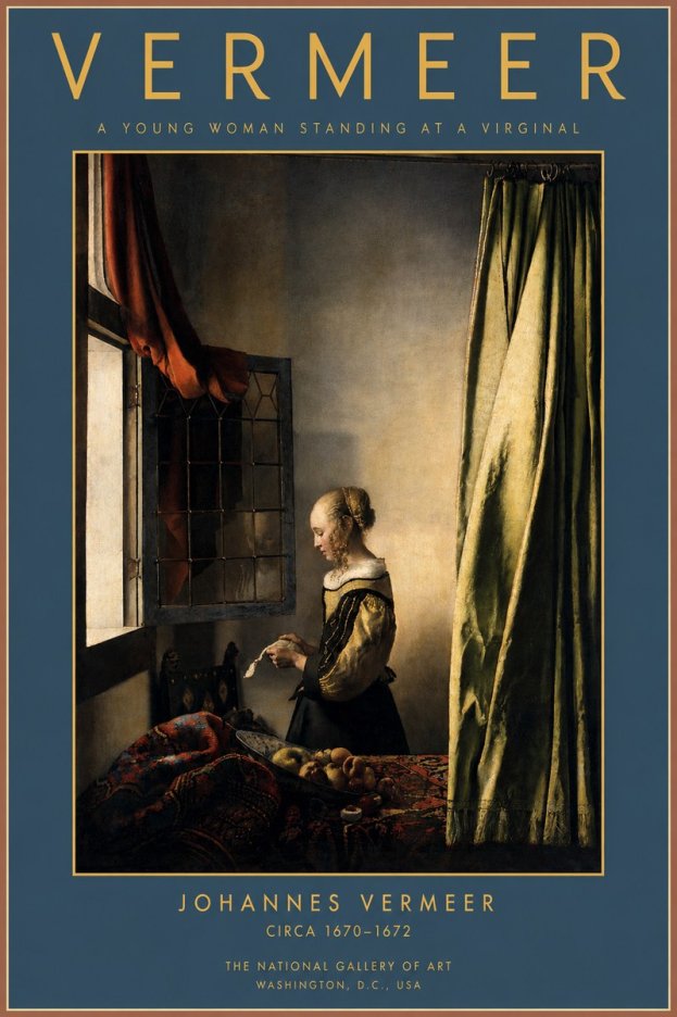 Vermeer A Young Woman Standing at a Virginal No2 - Poszter