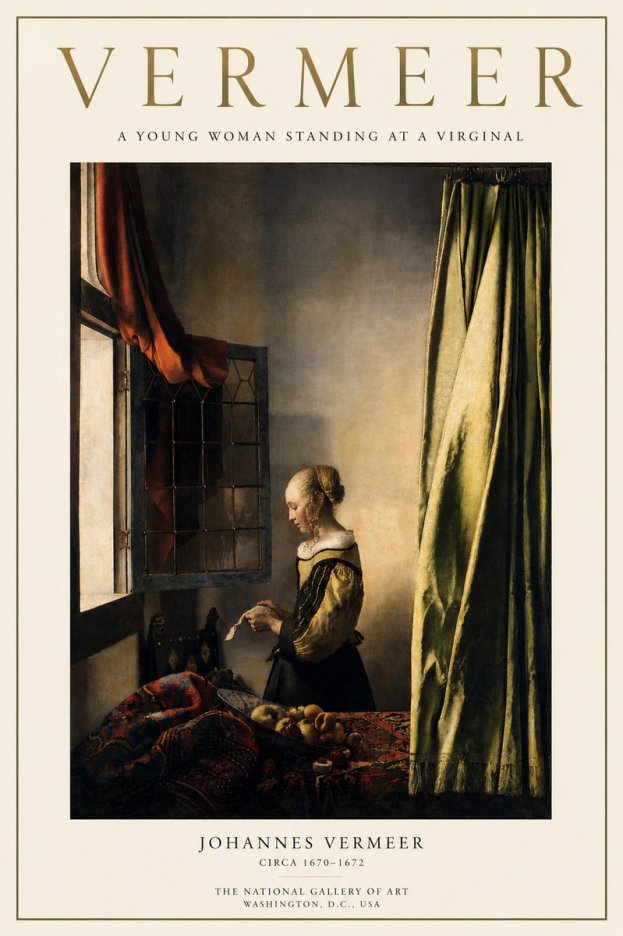 Vermeer A Young Woman Standing at a Virginal No3 - Poszter
