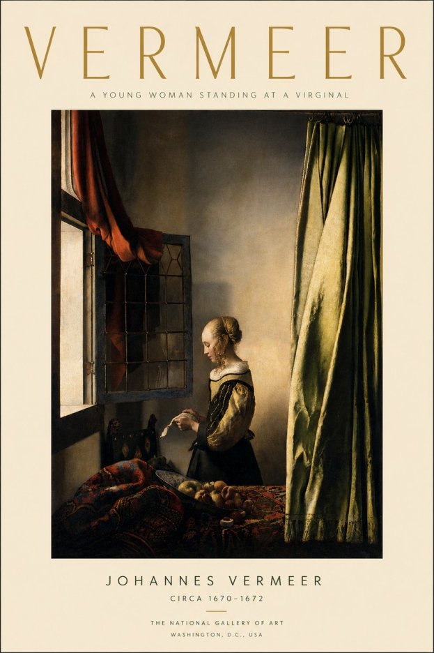 Vermeer A Young Woman Standing at a Virginal No4 - Poszter