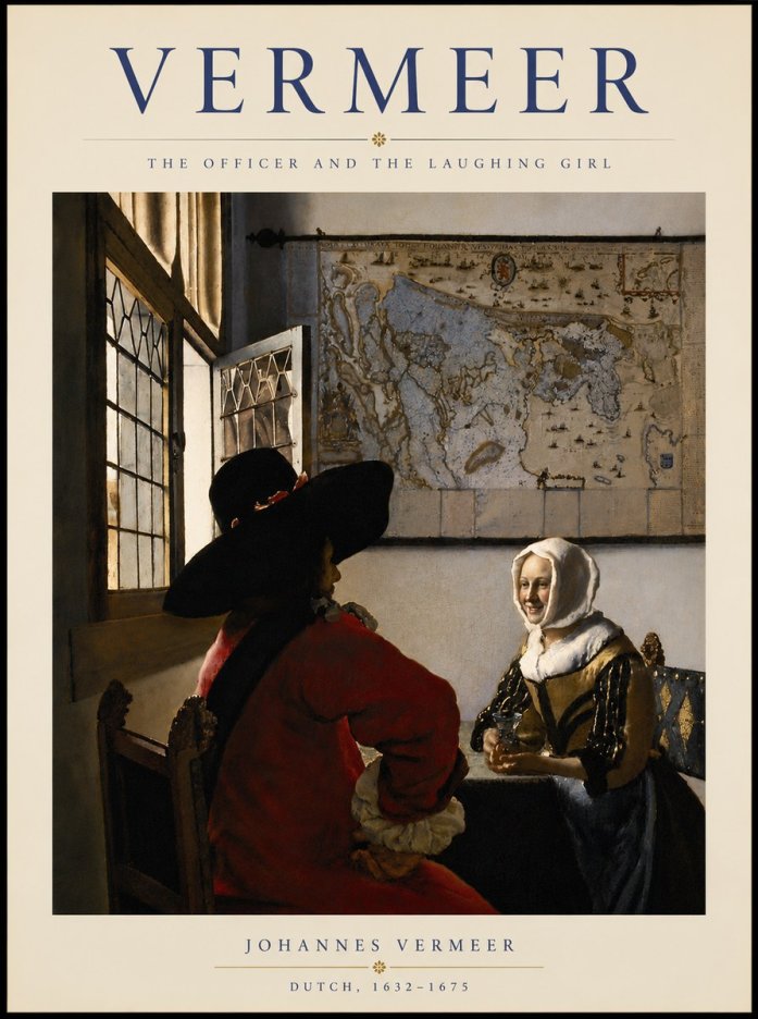 Vermeer The Officer and the Laughing Girl No5 - Poszter