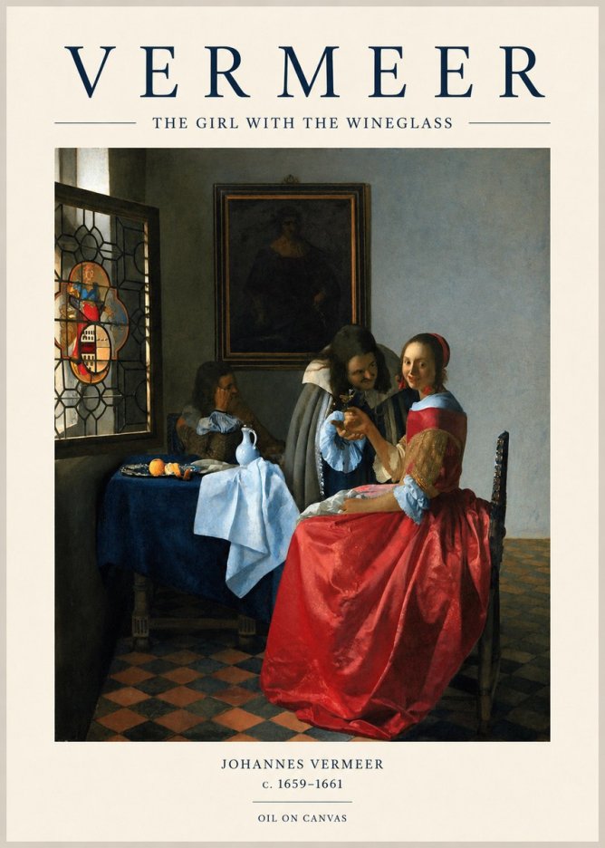 Vermeer The Girl with the Wineglass No1 - Poszter