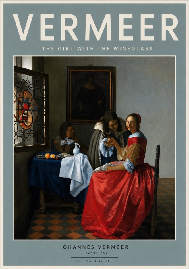 Vermeer The Girl with the Wineglass No4 - Poszter