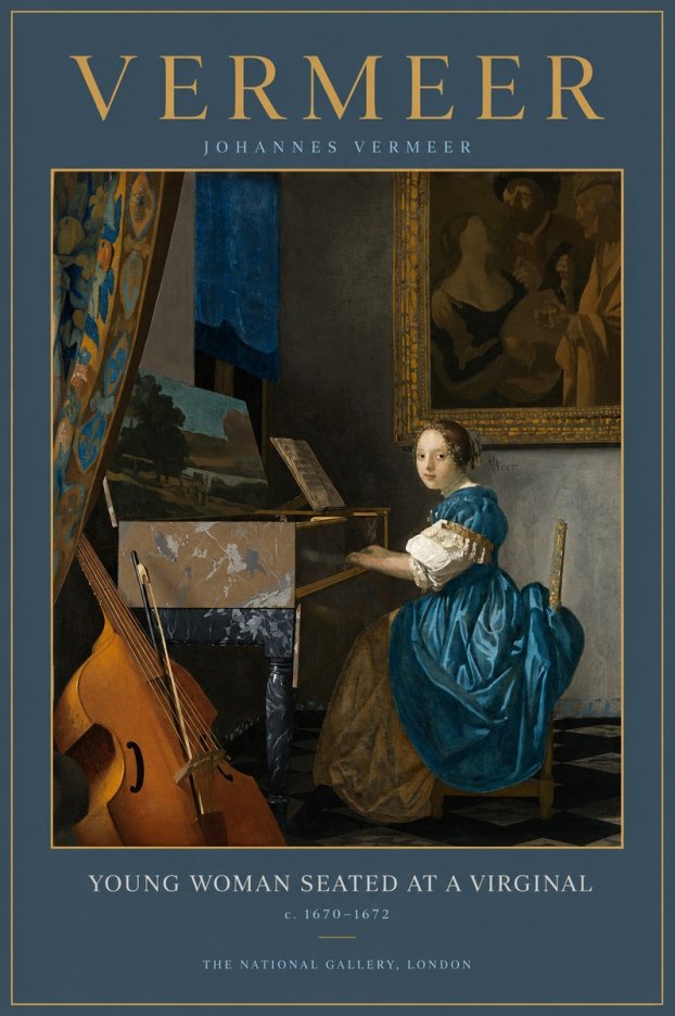 Vermeer Young Woman Seated at a Virginal No2 - Poszter