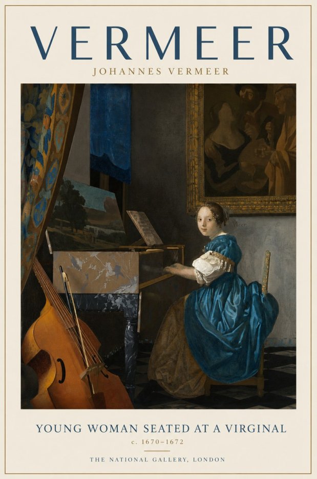 Vermeer Young Woman Seated at a Virginal No3 - Poszter