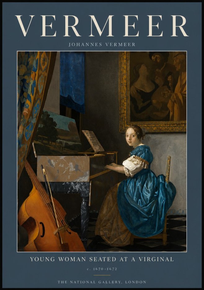 Vermeer Young Woman Seated at a Virginal No5 - Poszter